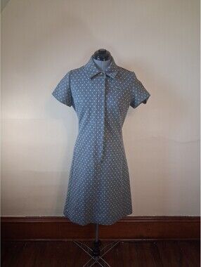 Vintage 60s Mod/gogo Dress, David Crystal Crocodile Patch Gold Dress Size M/L
